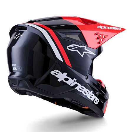 Alpinestars SM3 Radium Off-Road Kaskı Siyah  Kırmızı  Beyaz