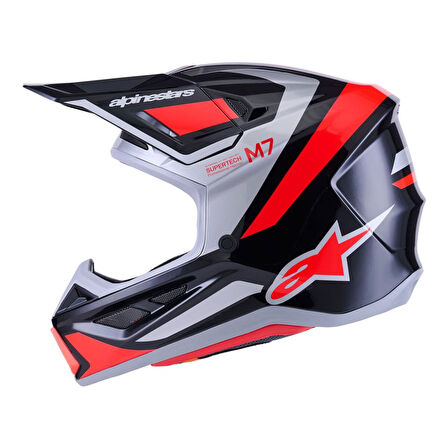 Alpinestars S-M7 RIS Off-Road Kaskı Kırmızı  Gümüş