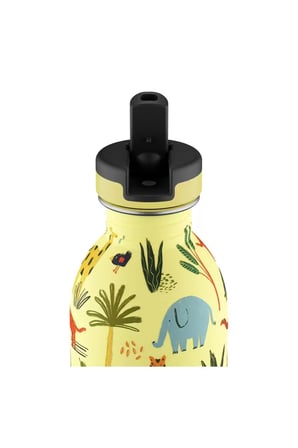 Kids Bottle Jungle Friends Paslanmaz Pipetli Çelik Çocuk Su Matarası 250 ml