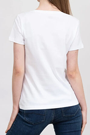 Bisiklet Yaka Kadın T-Shirt-Beyaz | XL