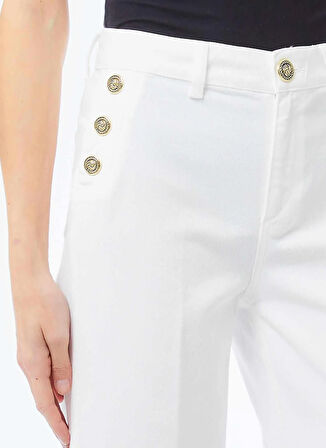 Lıu Jo Yüksek Bel Geniş Paça Standart Beyaz Kadın Denim Pantolon UF5090