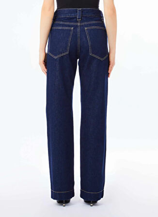 Lıu Jo Yüksek Bel Düz Paça Standart Koyu İndigo Kadın Denim Pantolon CF5110