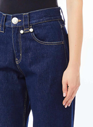 Lıu Jo Yüksek Bel Düz Paça Standart Koyu İndigo Kadın Denim Pantolon CF5110