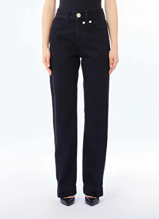 Lıu Jo Yüksek Bel Düz Paça Standart Siyah Kadın Denim Pantolon CF5110