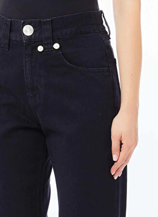 Lıu Jo Yüksek Bel Düz Paça Standart Siyah Kadın Denim Pantolon CF5110