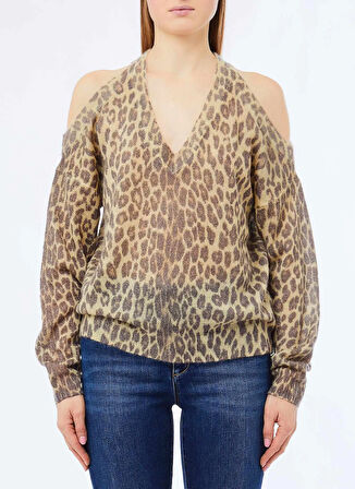 Lıu Jo V Yaka Standart Desenli Çok Renkli Kadın Kazak MF5243