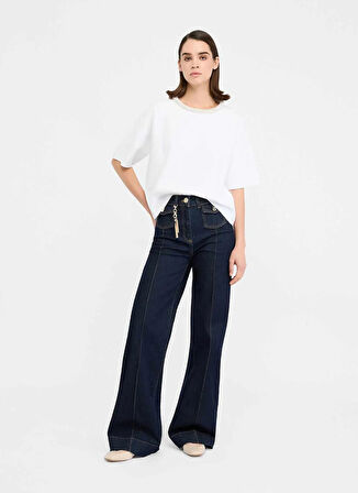 Lıu Jo Yuvarlak Yaka Standart Taşlı Beyaz Kadın Kazak MF5181