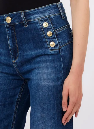 Liu Jo Mavi Kadın Bol Kesim Denim Pantolon UA6162D027578988