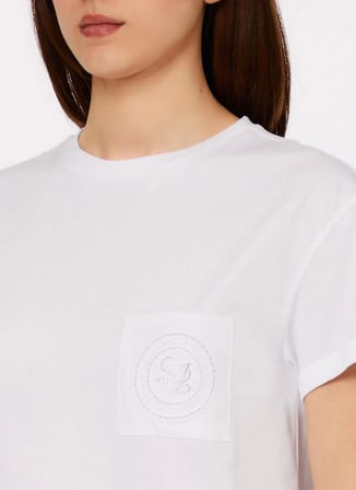 Lıu Jo Yuvarlak Yaka Beyaz Kadın T-Shirt WA6372JS923P9333