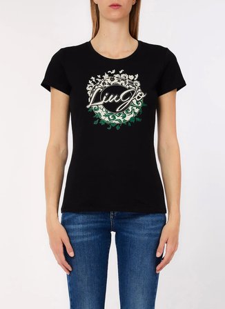 Lıu Jo Yuvarlak Yaka Siyah Kadın T-Shirt WA6493JS923T9354