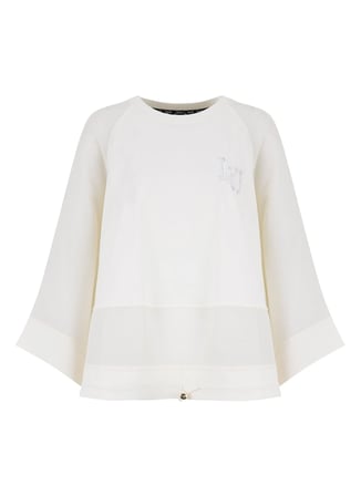Liu Jo Beyaz Kadın Yuvarlak Yaka Regular Fit Logo Baskılı Sweatshirt TA6281J385510105