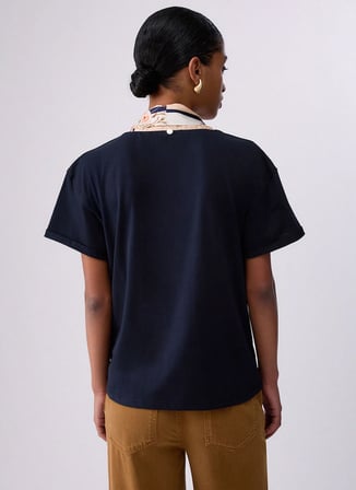 Lacivert Kadın %100 Pamuk T-Shirt WA6189J6308P9466