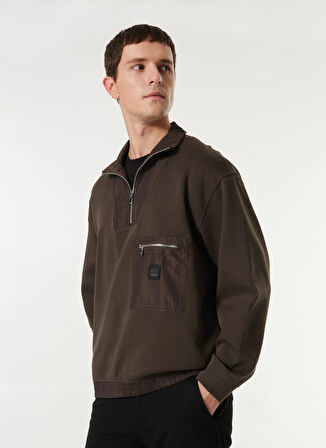 Armani Exchange Fermuarlı Yaka Haki Erkek Sweatshırt XM000083 AF10818 U8119