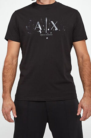 ERKEK Önü Logolu Bisiklet Yaka T-Shirt - Siyah  | XL