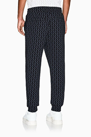 Erkek Regular Fit Monogram Desenli Jogger Eşofman Altı - Siyah | M