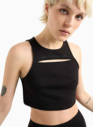 Armani Exchange Bisiklet Yaka Düz Siyah Kadın Bluz XW000368