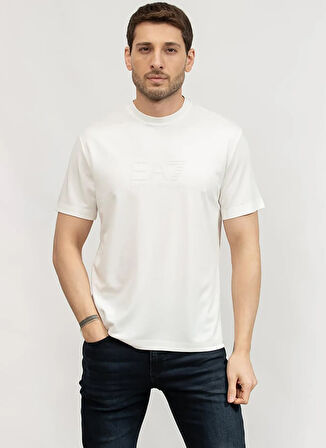 EA7 Bisiklet Yaka Beyaz Erkek T-Shirt TRAIN LUX TEE