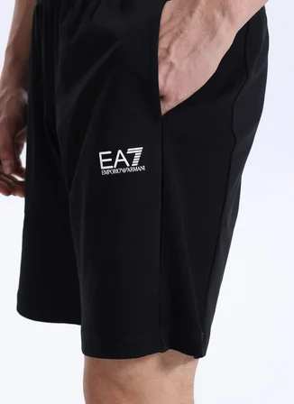 Siyah Erkek Lastikli Bel Slim Fit Sweat Şort TRAIN CORE SHORTS
