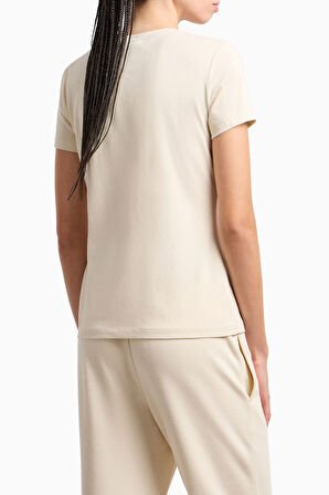 Kadın Bisiklet Yaka T-Shirt - Krem | M