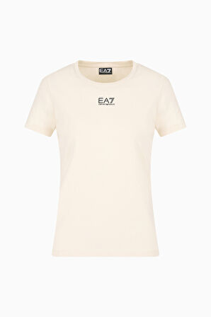 Kadın Bisiklet Yaka T-Shirt - Krem | M