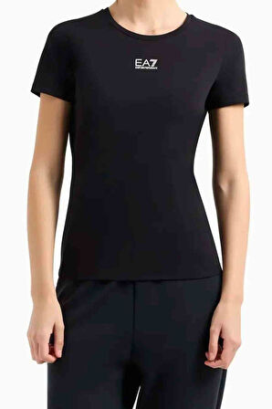 Kadın Bisiklet Yaka T-Shirt - Siyah  | M