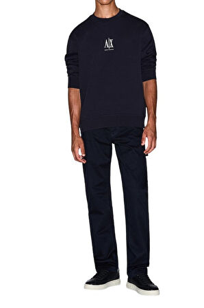 Erkek Regular Fit Nakışlı Yazı Logolu Sweatshirt - Lacivert | S