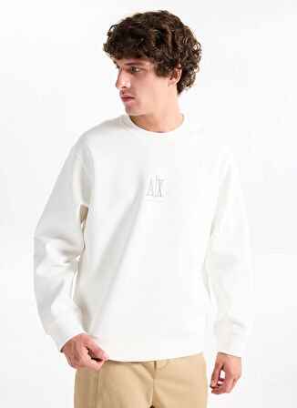 Armani Exchange Bisiklet Yaka Beyaz Erkek Sweatshırt XM000368AF10818U0009 Sweatshirt