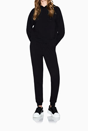 Kadın Kapüşonlu Sweatshirt - Siyah | S