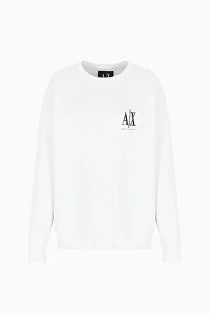 Kadın Bisiklet Yaka Sweatshirt - Beyaz | XL