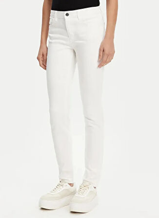 Armani Exchange Yüksek Bel Dar Paça Dar Beyaz Kadın Denim Pantolon XW000123