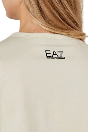 Kadın Bisiklet Yaka T-Shirt - Krem | S