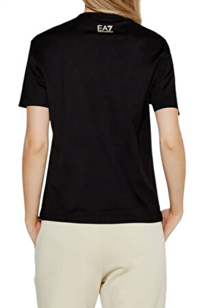 Kadın Bisiklet Yaka T-Shirt - Siyah  | XL