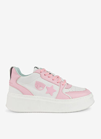 Beyaz - Pembe Kadın Deri Sneaker CF3217_072