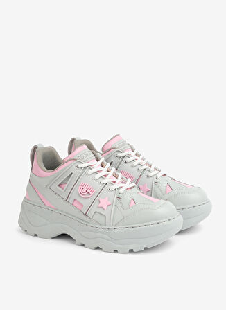 Pembe - Gri Kadın Deri Sneaker CF3215_289