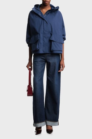 Emporio Armani Pamuklu Relaxed Fit Geniş Paça Vintage Görünümlü Jeans Kadın KOT PANTOLON EW000737 AF17033 MB001 LACİVERT