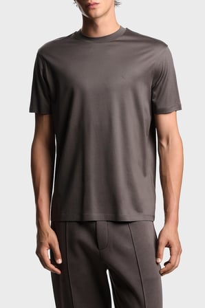 Emporio Armani Pamuk Karışımlı Regular Fit Bisiklet Yaka Logolu T Shirt Erkek T SHİRT EM003137 AF10761 U8143 ANTRASİT