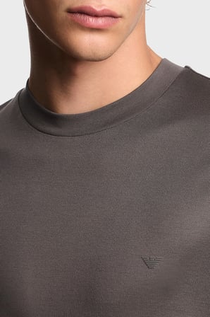 Emporio Armani Pamuk Karışımlı Regular Fit Bisiklet Yaka Logolu T Shirt Erkek T SHİRT EM003137 AF10761 U8143 ANTRASİT