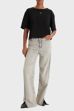 Armani Exchange Pamuklu Regular Fit Logolu Bisiklet Yaka T Shirt Bayan T SHİRT XW001836 AF10356 UC001 SİYAH