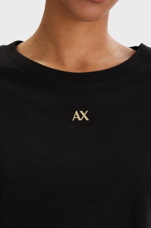Armani Exchange Pamuklu Regular Fit Logolu Bisiklet Yaka T Shirt Bayan T SHİRT XW001836 AF10356 UC001 SİYAH