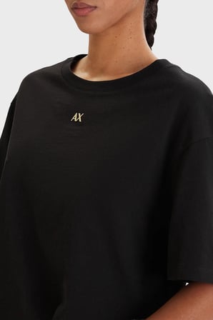 Armani Exchange Pamuklu Regular Fit Logolu Bisiklet Yaka T Shirt Bayan T SHİRT XW001836 AF10356 UC001 SİYAH