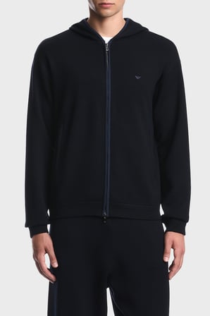 Emporio Armani Saf Yün Ve Fermuarlı Kapüşonlu Hırka Erkek HIRKA EM006223 AF27807 UB118 LACİVERT
