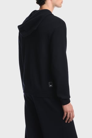 Emporio Armani Saf Yün Ve Fermuarlı Kapüşonlu Hırka Erkek HIRKA EM006223 AF27807 UB118 LACİVERT