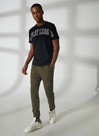 Replay Bisiklet Yaka Düz Siyah Erkek T-Shirt M64670002660 T-Shirts REGULAR Biker