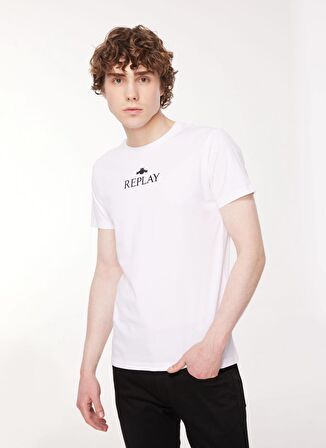 Replay Bisiklet Yaka Düz Beyaz Erkek T-Shirt M6473 001 WHITE