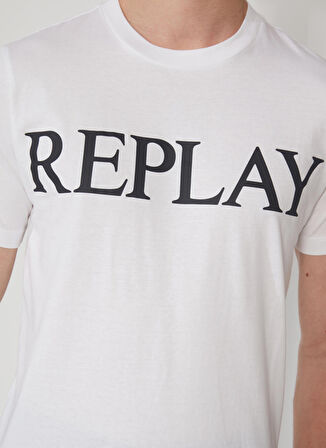 Replay Bisiklet Yaka Düz Beyaz Erkek T-Shirt M647500022980P T-Shirts REGULAR PUR