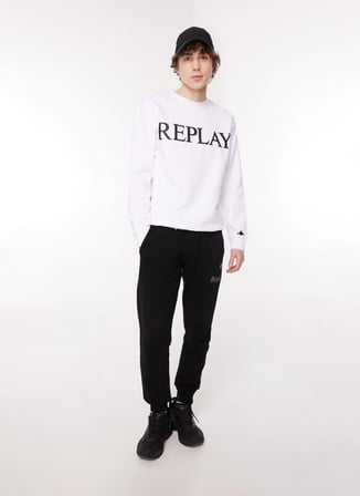 Replay Bisiklet Yaka Beyaz Erkek Sweatshırt M6527 001 WHITE