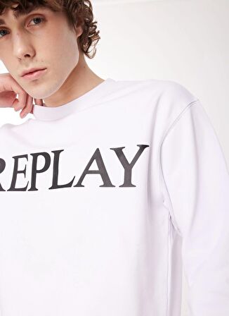 Replay Bisiklet Yaka Beyaz Erkek Sweatshırt M6527 001 WHITE