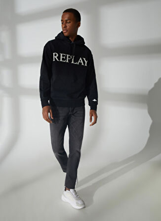 Replay Kapüşon Yaka Siyah Erkek Sweatshırt M652900022890P Sweatshirts RELAXED