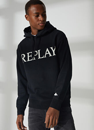 Replay Kapüşon Yaka Siyah Erkek Sweatshırt M652900022890P Sweatshirts RELAXED