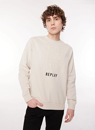 Replay Bisiklet Yaka Bej Erkek Sweatshırt M6716 012 PLATINUM